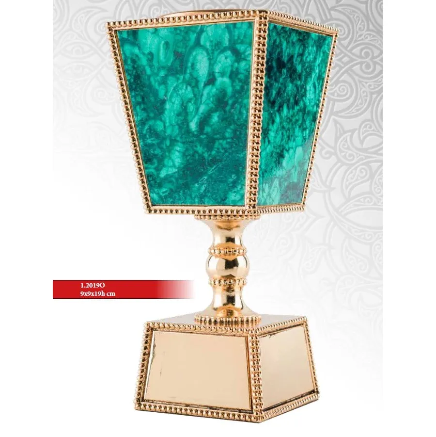 obrazek 1 Kadzidło w złocie i malachicie 9x9x19h cm jako ozdoba do domu - ArtBe