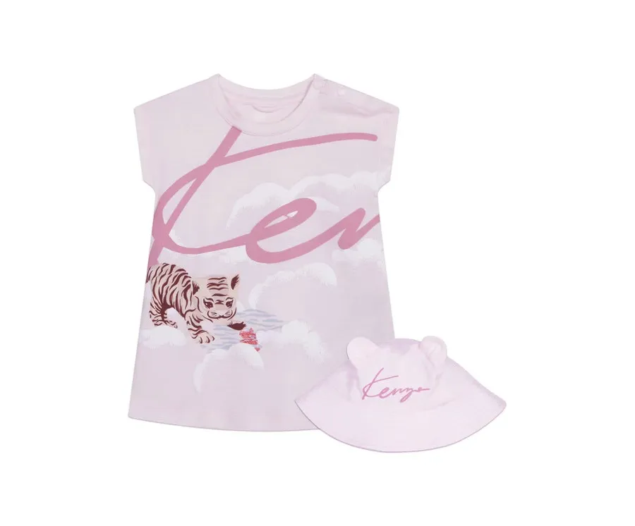 obrazek 1 Kenzo Kids Komplet sukienka i czapka K98105 Różowy Regular Fit