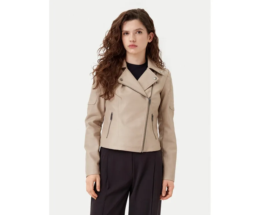 obrazek 1 Noisy May Kurtka z imitacji skóry Rebel 27000741 Beżowy Slim Fit