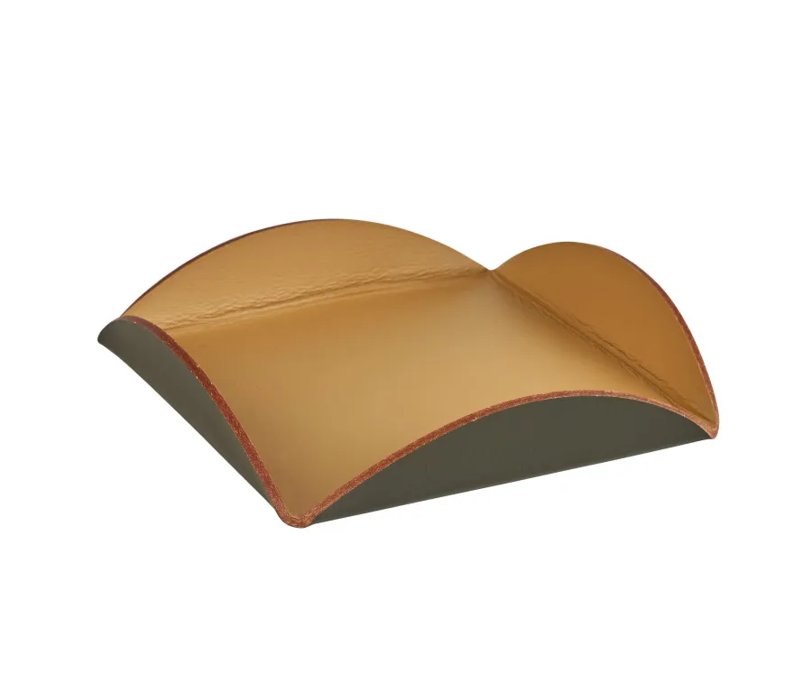 obrazek 1 Skórzana podstawka stołowa 15x15xH2,5 cm w kolorze musztardowym