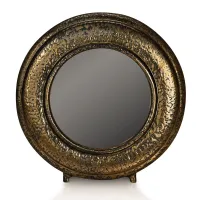 Picture Ceramic round photo frame in oxidized bronze finish - Ahura