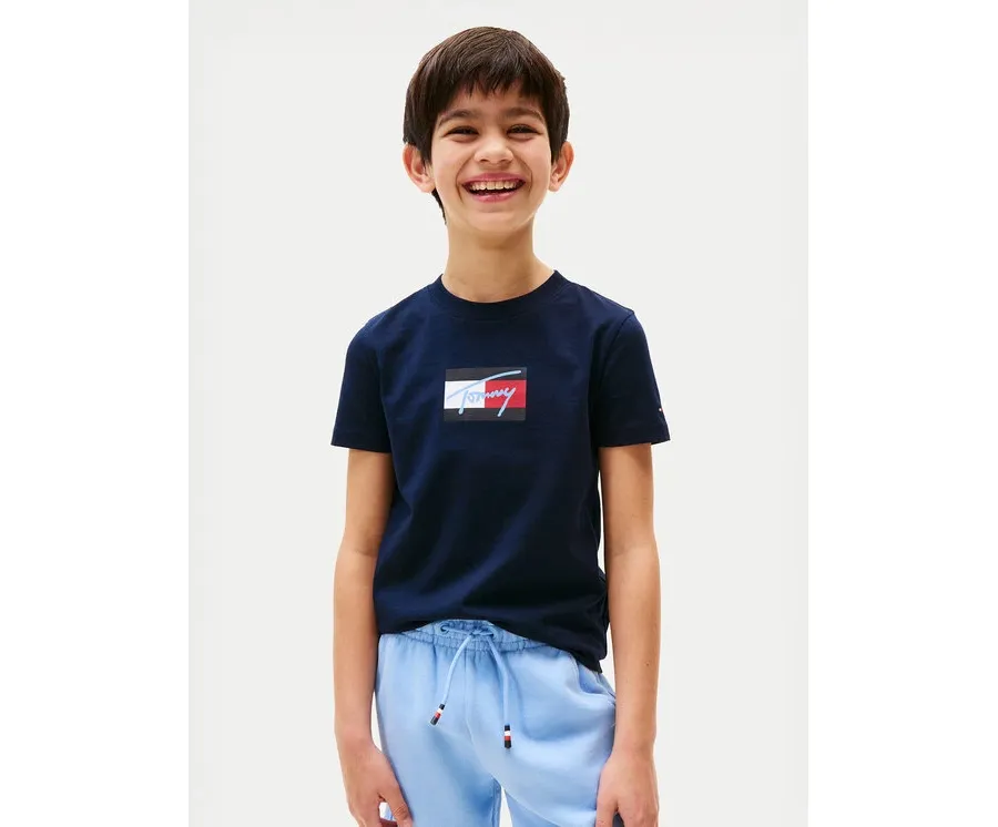 obrazek 1 Tommy Hilfiger T-Shirt Script Flag KB0KB09725 Granatowy Regular Fit