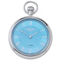 Picture Mechanical pocket watch with a blue dial