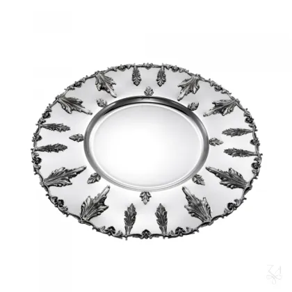 Zdjęcie Oryginalny srebrny talerz zdobiony liśćmi akantu - Zaramella Argenti
