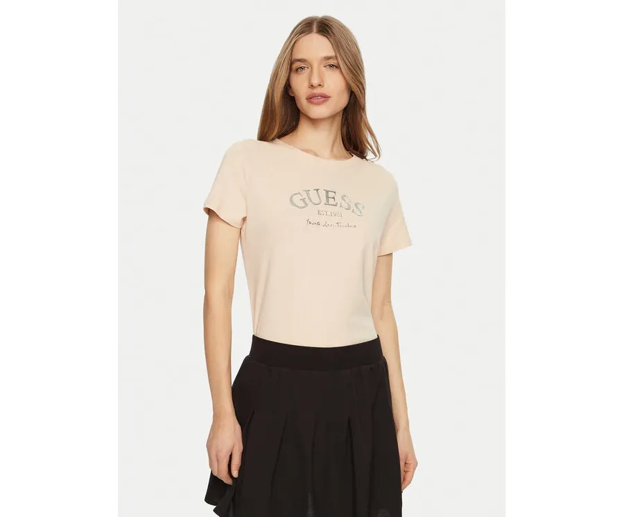 obrazek 1 Guess T-Shirt V5RI16 J1314 Beżowy Regular Fit