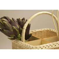 Picture Natural wicker cutlery basket with curved handle