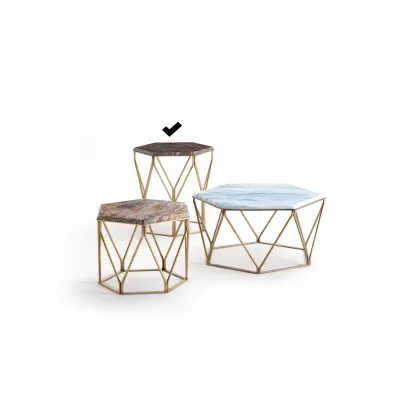 Zdjęcie Designerski stolik kawowy z sześciokątnym blatem 56x48x55cm - Ulivi Salotti