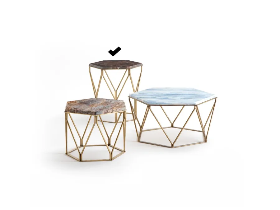 obrazek 1 Designerski stolik kawowy z sześciokątnym blatem 56x48x55cm - Ulivi Salotti