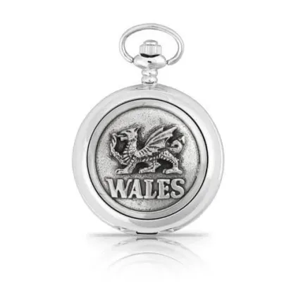 Zdjęcie Kwarcowy zegarek kieszonkowy z walijskim smokiem i napisem Walia – stylowy prezent dla mężczyzny