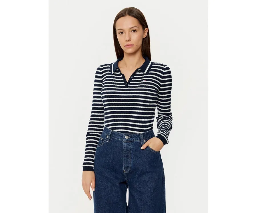 obrazek 1 Tommy Jeans Sweter DW0DW19887 Beżowy Slim Fit