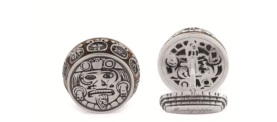 obrazek 2 Srebrne Spinki do Mankietów Mayan Calendar Montegrappa