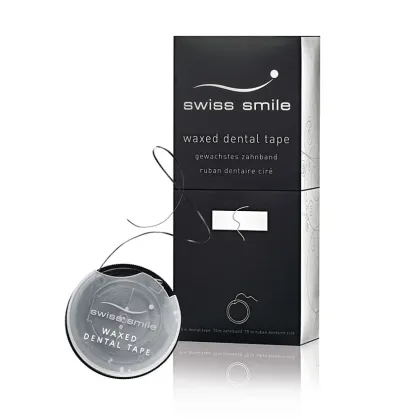 Picture in between waxed dental tape - mint waxed dental floss