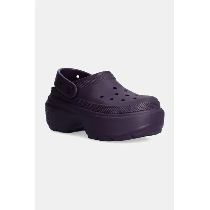 Zdjęcie Crocs klapki Stomp Clog damskie kolor fioletowy na platformie 209347