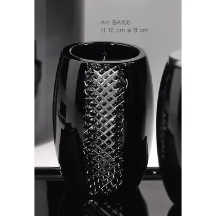 Zdjęcie Pojemnik na szczoteczki z włoskiego czarnego ręcznie ciętego kryształu - Il Paralume Marina