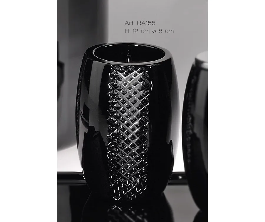 obrazek 1 Pojemnik na szczoteczki z włoskiego czarnego ręcznie ciętego kryształu - Il Paralume Marina