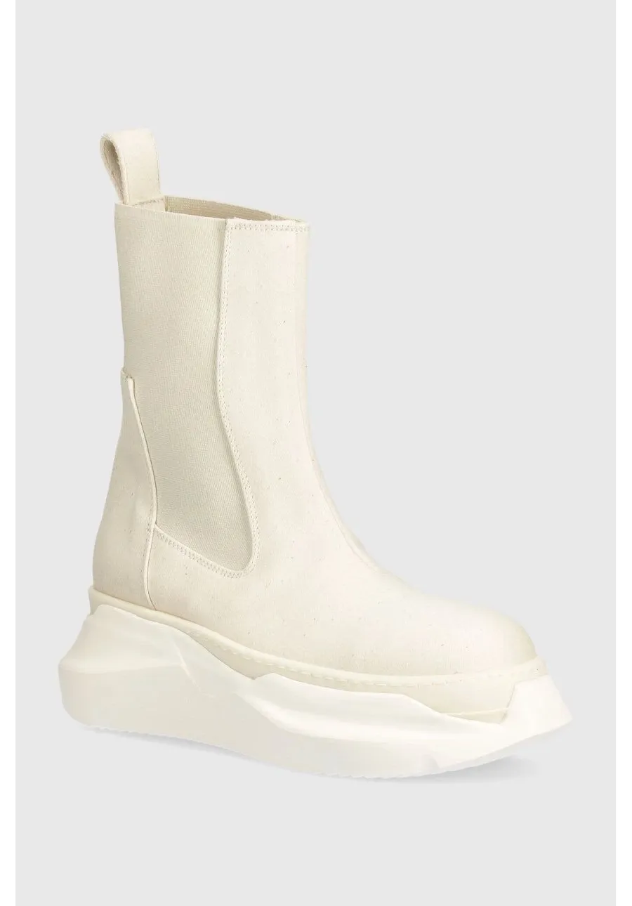 obrazek 1 Rick Owens sztyblety Woven Boots Beatle Abstract damskie kolor beżowy na platformie DS01D1846.NDK.211