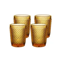 Zdjęcie Zestaw czterech klasycznych szklanek do whisky old fashion z kolekcji Bicos Ambar z reliefowym bogatym ornamentem - Vista Alegre