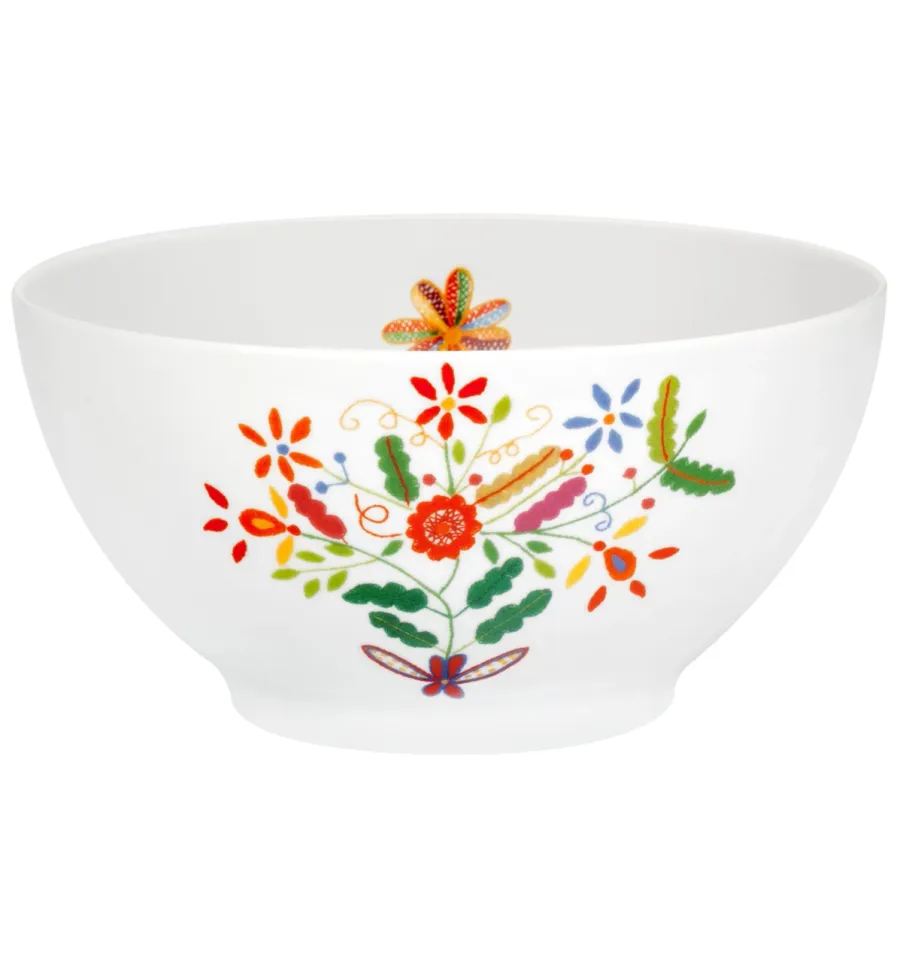 obrazek 1 Stylowa okrągła miska z porcelany z kolekcji Vila Verde z motywem nawiązującym do walentynkowych chusteczek - Vista Alegre