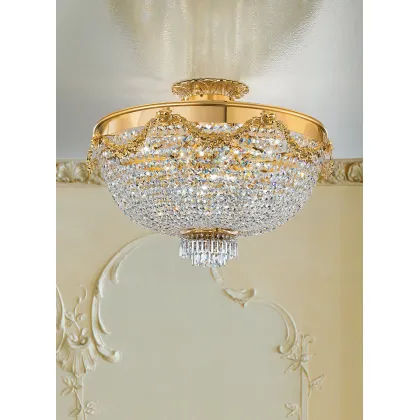 Zdjęcie Dekoracyjna lampa sufitowa z pozłacaną ramą