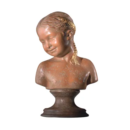 Zdjęcie Głowa dziewczynki z obrotową podstawą z terakoty H.40xL.25xP.25 cm