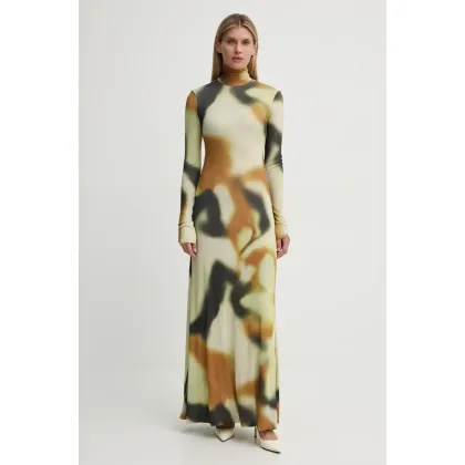 Zdjęcie Nanushka sukienka NEMY kolor zielony maxi rozkloszowana NW24FWDR32976