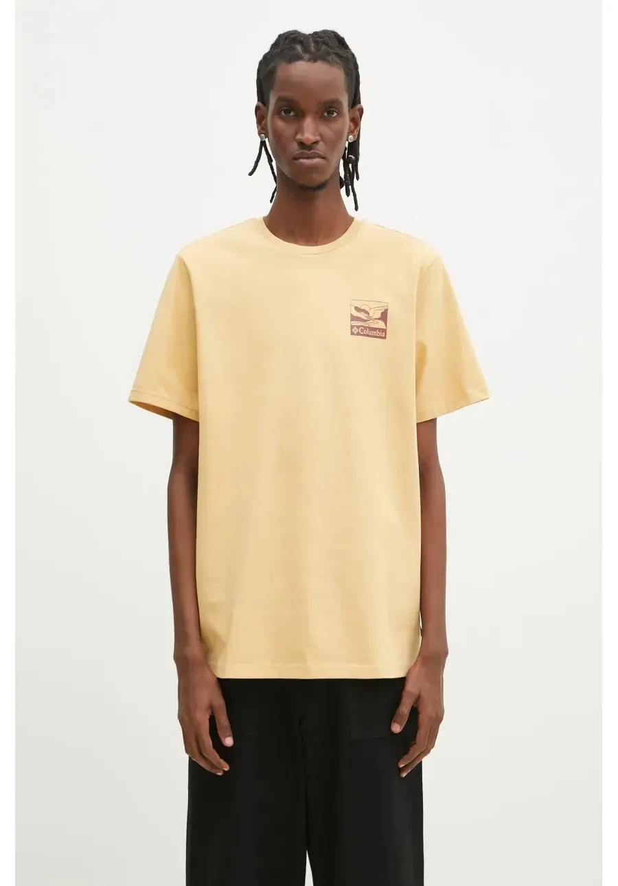 obrazek 1 Columbia t-shirt bawełniany Explorers Canyon męski kolor żółty z nadrukiem 2036451.