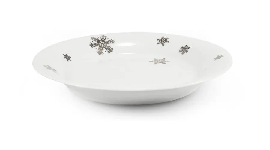 obrazek 2 Piękny porcelanowy talerz deserowy zdobiony motywem płatków śniegu - Leander
