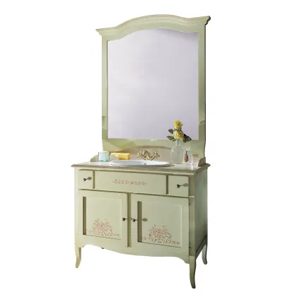 Zdjęcie Włoski zestaw łazienkowy z porcelanową umywalką i lustrem w stylu rustykalnym
