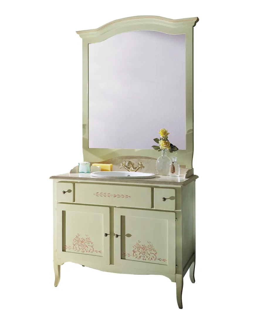 obrazek 1 Włoski zestaw łazienkowy z porcelanową umywalką i lustrem w stylu rustykalnym