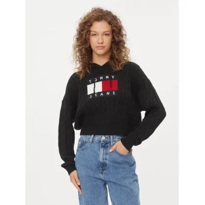 Zdjęcie Tommy Jeans Sweter Center Flag DW0DW16528 Czarny Regular Fit