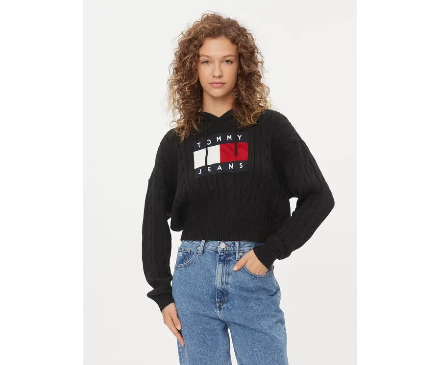 obrazek 1 Tommy Jeans Sweter Center Flag DW0DW16528 Czarny Regular Fit