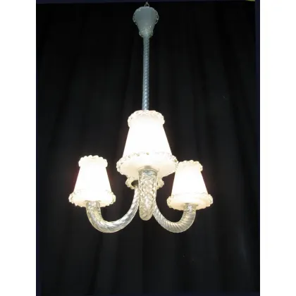 Zdjęcie Antyczny żyrandol wenecki z przezroczystego dmuchanego szkła Murano