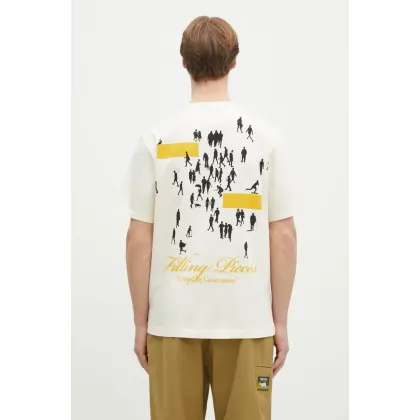 Zdjęcie Filling Pieces t-shirt bawełniany United by Generations męski kolor beżowy z nadrukiem 74499879936