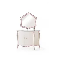 Picture Fantastic Curved 2 Door and Carved Bathroom Cabinet with Shelf - Zanini