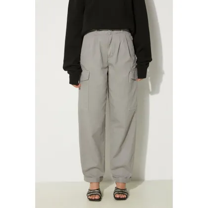 Zdjęcie Carhartt WIP spodnie bawełniane Collins kolor szary fason cargo high waist I029789.29KGD