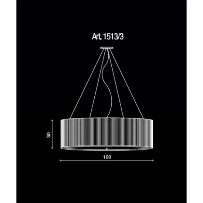 Zdjęcie Oryginalny żyrandol z dużym szyfonowym abażurem w kolorze kości słoniowej - Il Paralume Marina