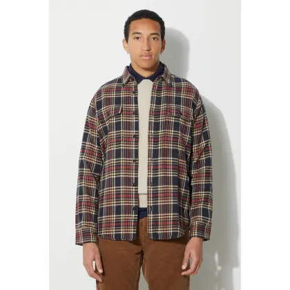 Zdjęcie Filson koszula bawełniana Vintage Flannel Work Shirt męska kolor granatowy regular z kołnierzykiem klasycznym FMCAM0016
