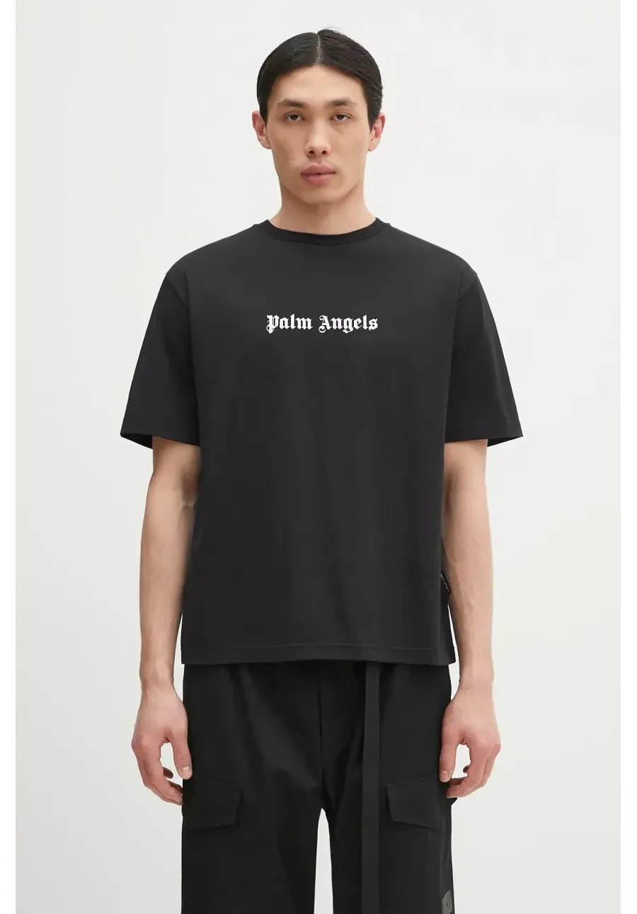 obrazek 1 Palm Angels t-shirt bawełniany Classic Logo Slim męski kolor czarny z nadrukiem PMAA089C99JER0031001