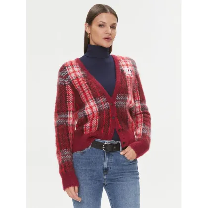 Zdjęcie Tommy Hilfiger Kardigan Tartan WW0WW40129 Czerwony Regular Fit