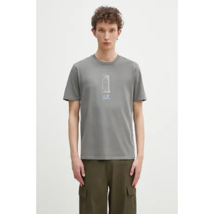 Zdjęcie C.P. Company t-shirt bawełniany męski kolor szary z nadrukiem 18CMTS310A005431G