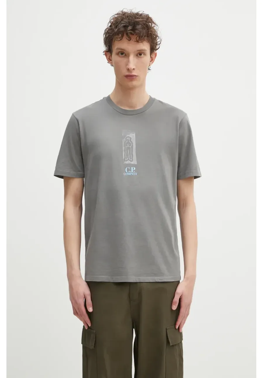 obrazek 1 C.P. Company t-shirt bawełniany męski kolor szary z nadrukiem 18CMTS310A005431G