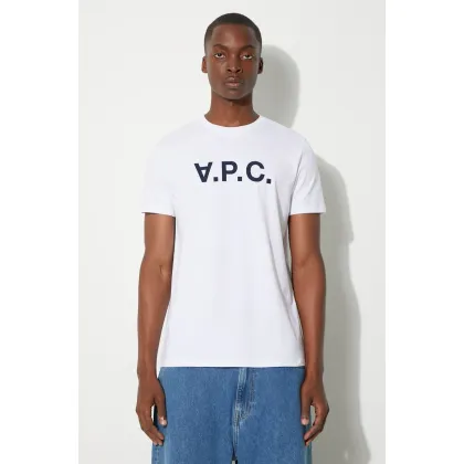 Zdjęcie A.P.C. t-shirt bawełniany Vpc Blanc kolor biały z nadrukiem COBQX.H26586-DARKNAVY