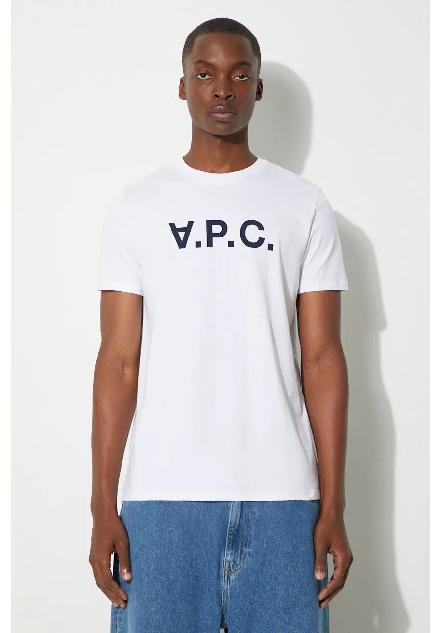 obrazek 1 A.P.C. t-shirt bawełniany Vpc Blanc kolor biały z nadrukiem COBQX.H26586-DARKNAVY