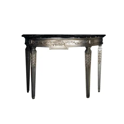 Zdjęcie Ekskluzywna konsola VENECIA czarny marmur, antyczny srebrny na drewnie - Collecion Alexandra