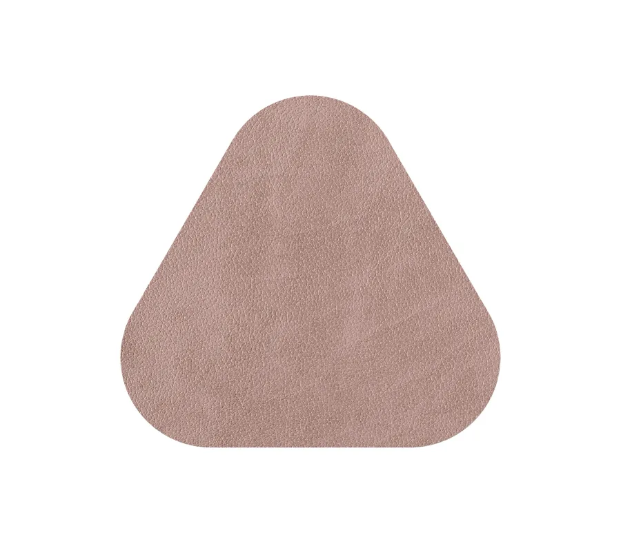 obrazek 3 Skórzana podkładka na stół pod szklankę w kształcie trójkąta w kolorze perłowym i pudrowego różu