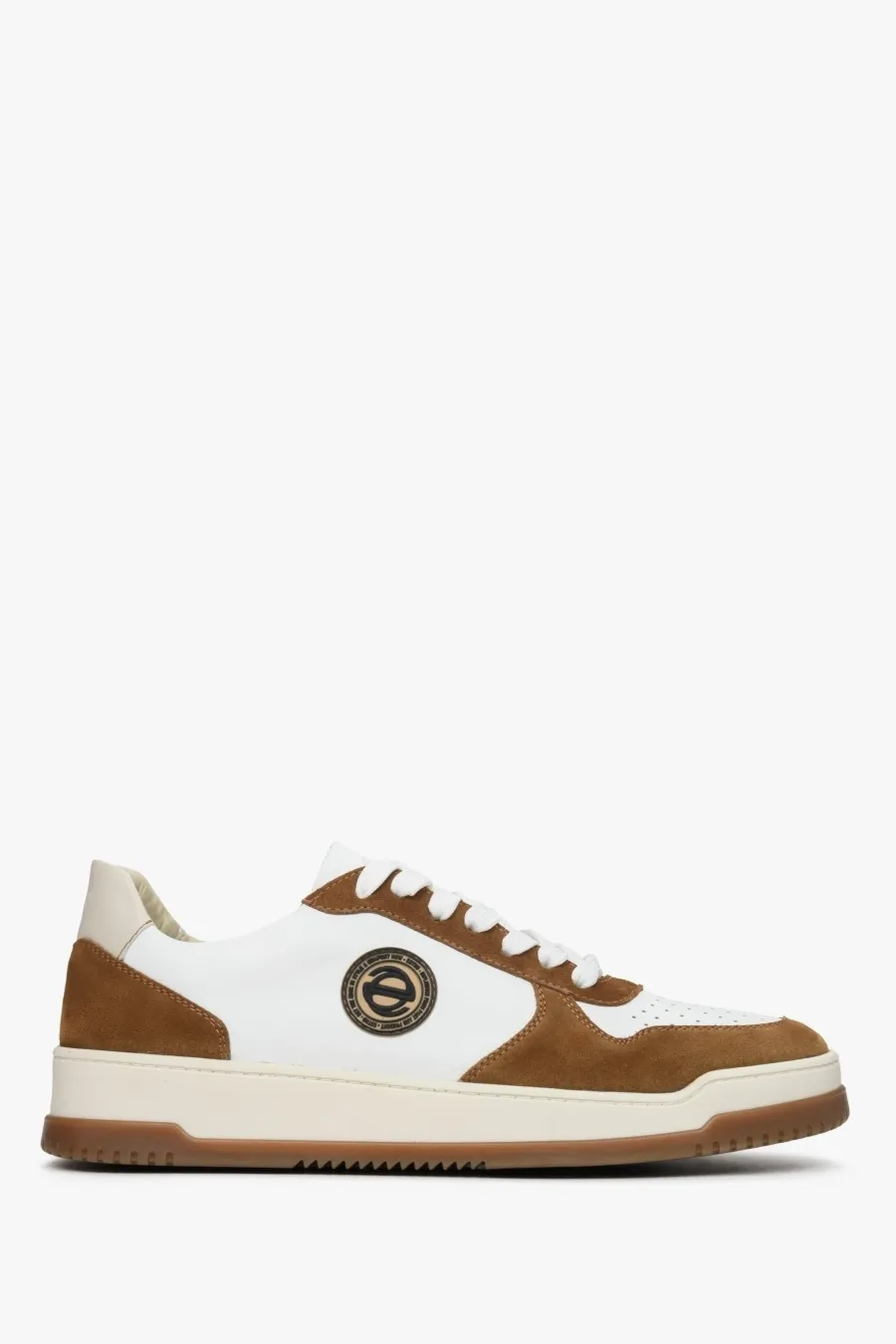 obrazek 1 Estro: Biało-brązowe sneakersy męskie z zamszu i skóry naturalniej