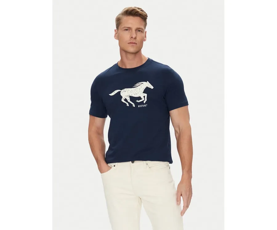 obrazek 1 Mustang T-Shirt Austin 1016483 Granatowy Regular Fit