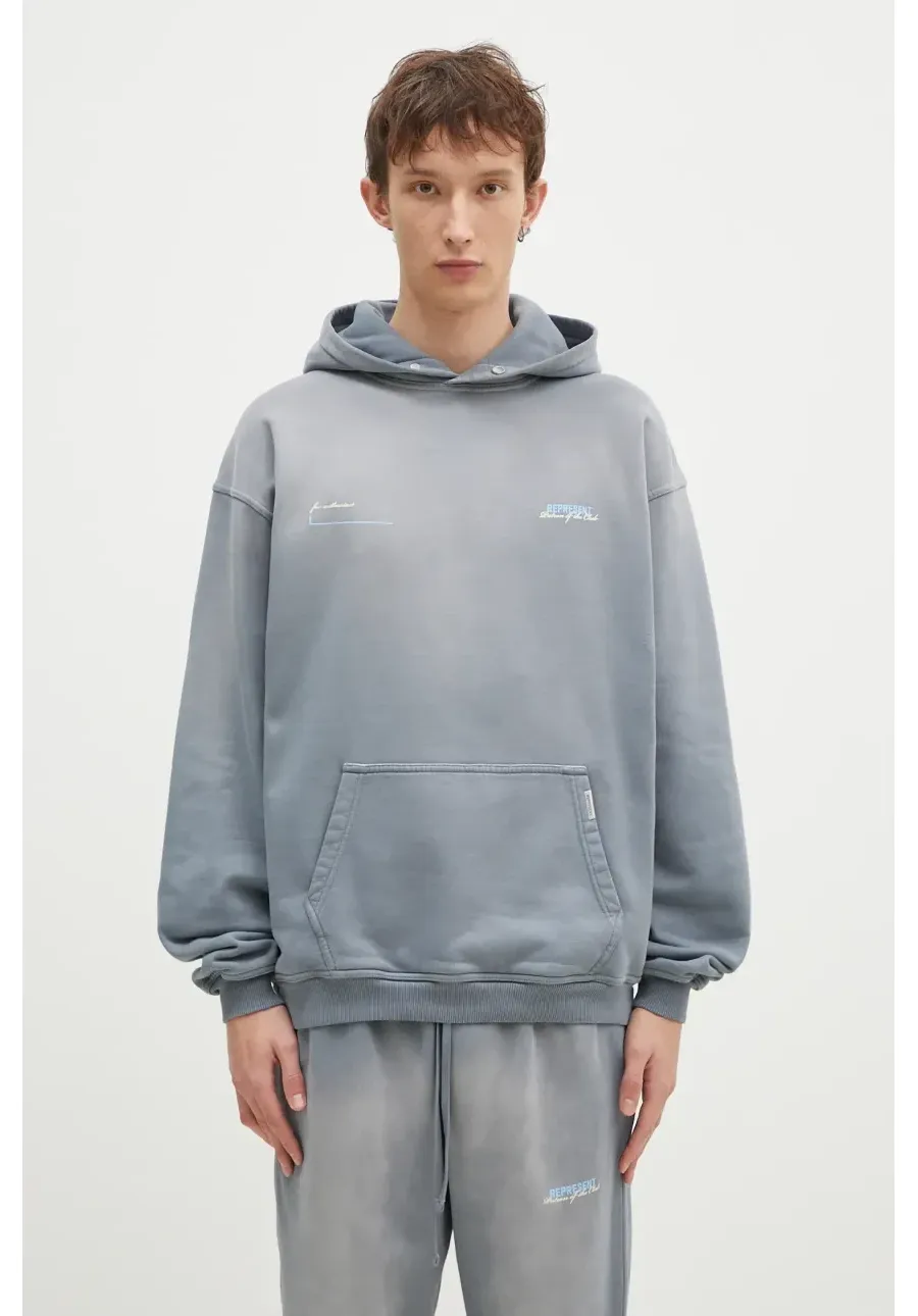 obrazek 1 Represent bluza bawełniana Patron Of The Club Hoodie męska kolor szary z kapturem z nadrukiem MLM4270.46