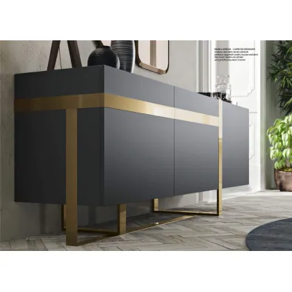 Zdjęcie Piękna komoda w stylu nowoczesnym - drewniana konstrukcja ze złotymi dodatkami