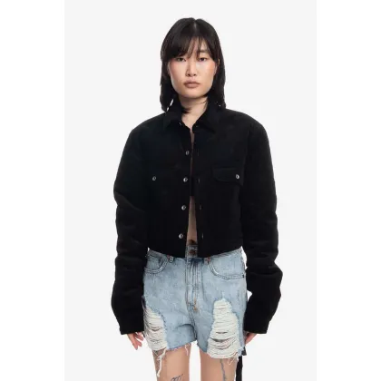Zdjęcie Rick Owens kurtka Cropped Outershirt damska kolor czarny przejściowa DS02B4706.VS.BLACK-Black